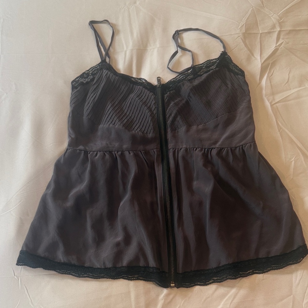 Forever 21 Black Satin Lace Trim Slip